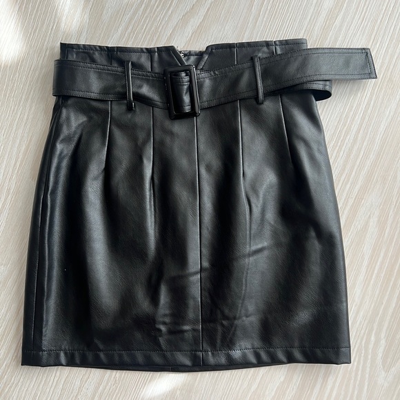 Dresses & Skirts - Kittenish Leather Skirt with Belt | Color: Black | Size: XS